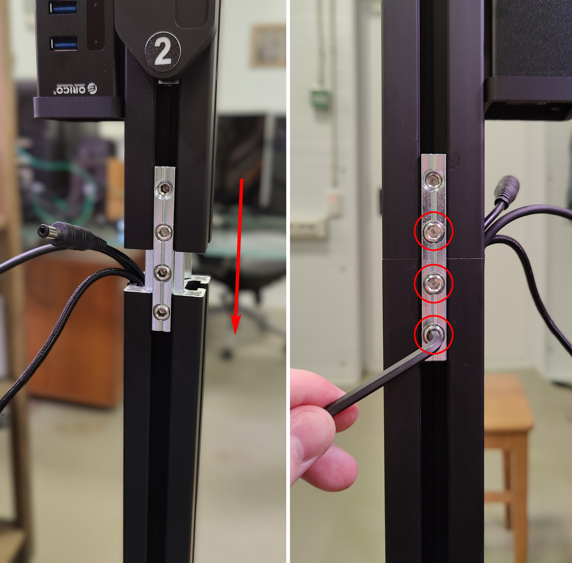 Installation of the second stand part