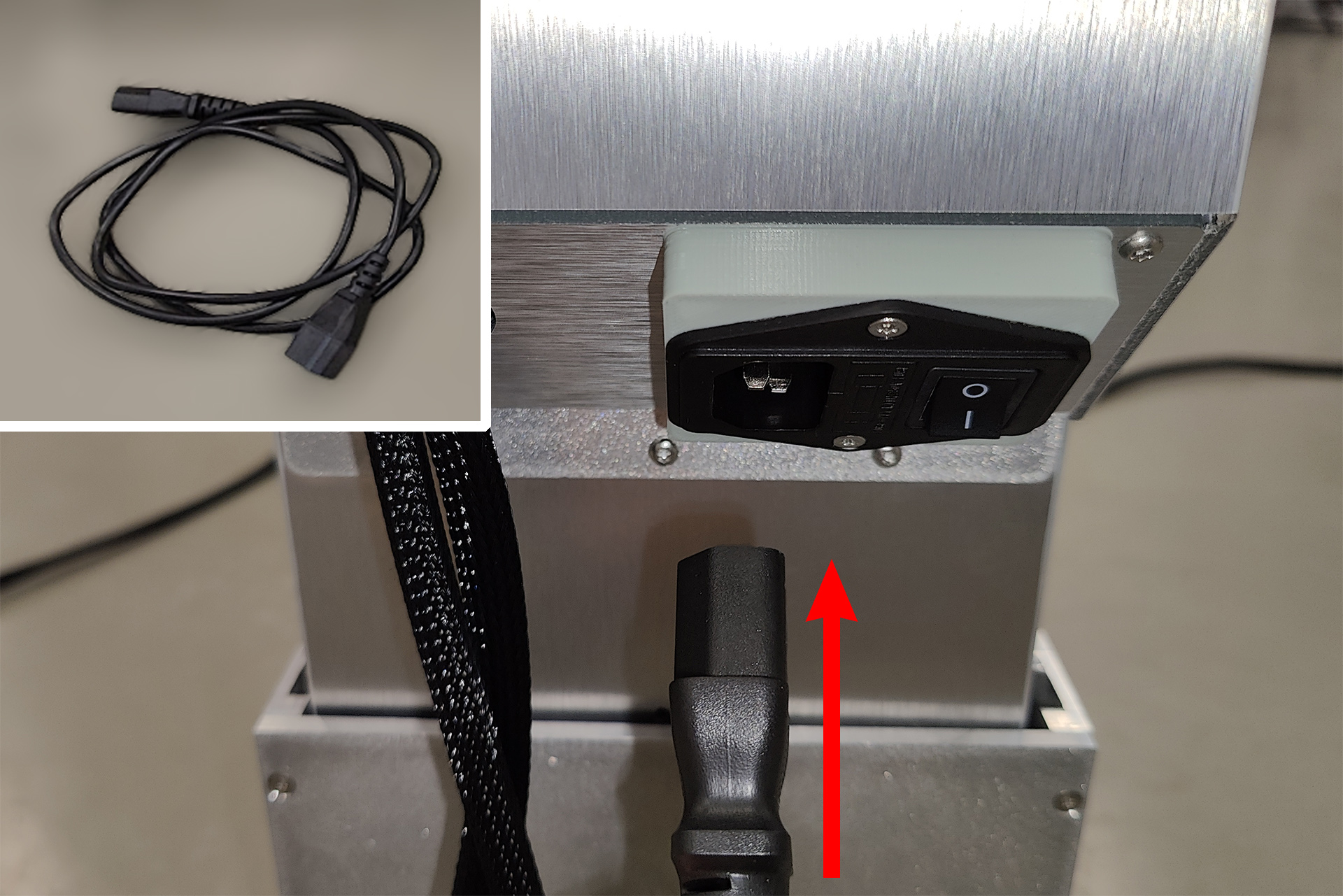 Connecting the power cable to the column
