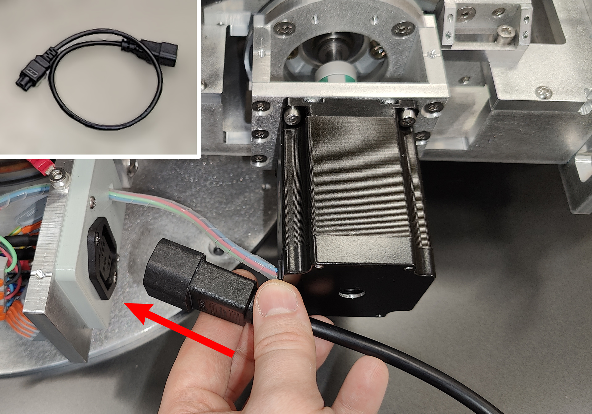 Connecting the cable for the laptop power supply