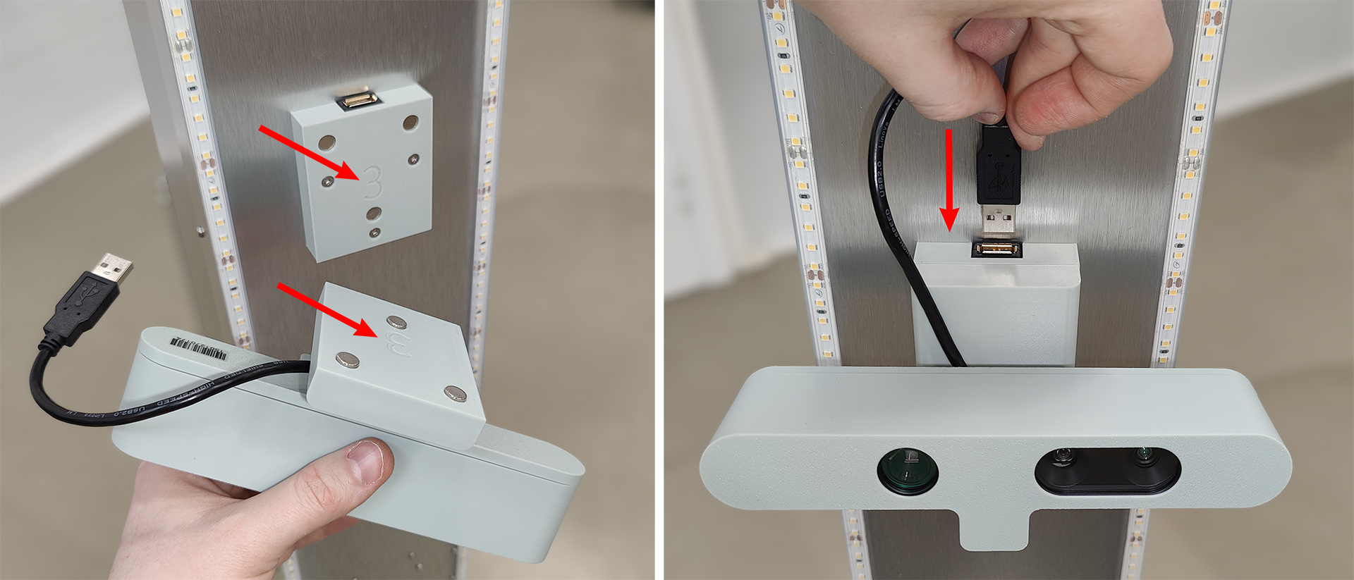 Mounting and connecting the depth sensors