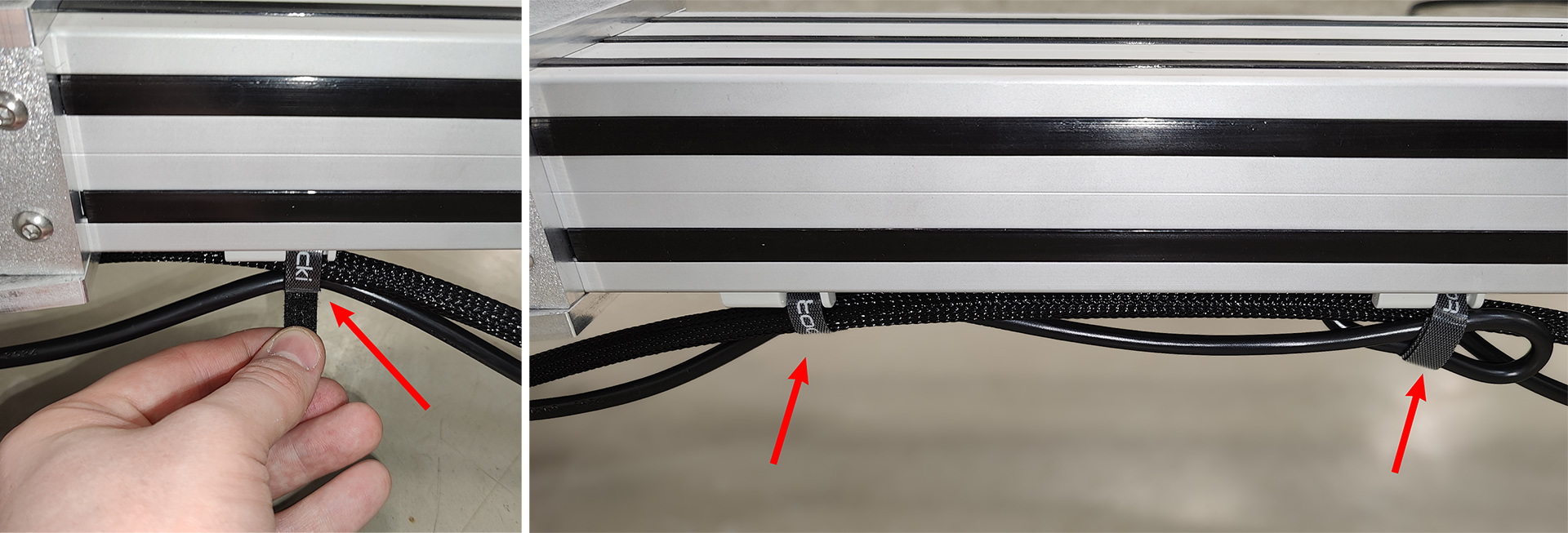 Фиксация кабелей питания и двигателя