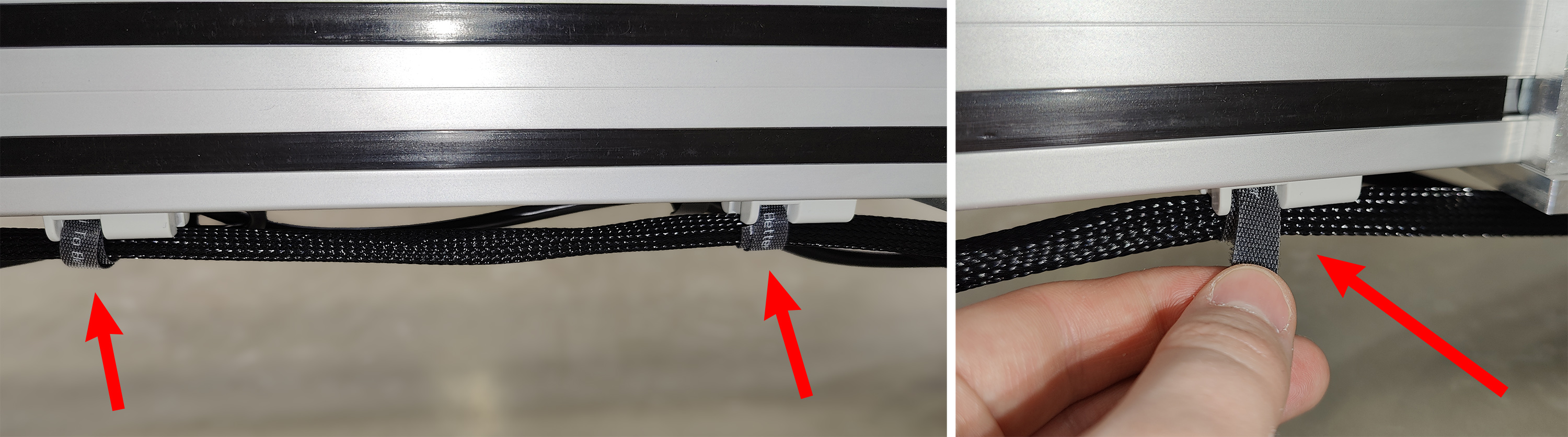 Фиксация USB-кабелей под балкой колонны